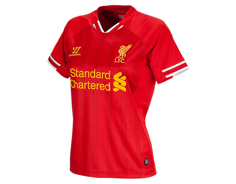 Liverpool Home Ladies Short Sleeve Jersey 2013/14, High Risk Red with White & Amber Yellow image number 1
