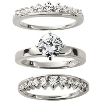 Fingerhut Saberlin Collections Rhodium Over Sterling Silver 3 Pc Round Cz Bridal Set