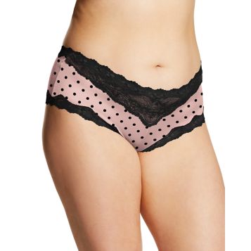 Maidenform Womens Cheeky Scalloped Lace Hipster, 8, Pearl Black