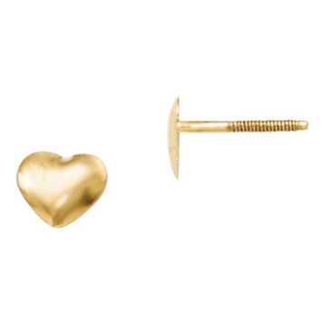 14K Yellow Gold 5mm Heart Stud Earrings Screw Back Madi K Children's Jewelry
