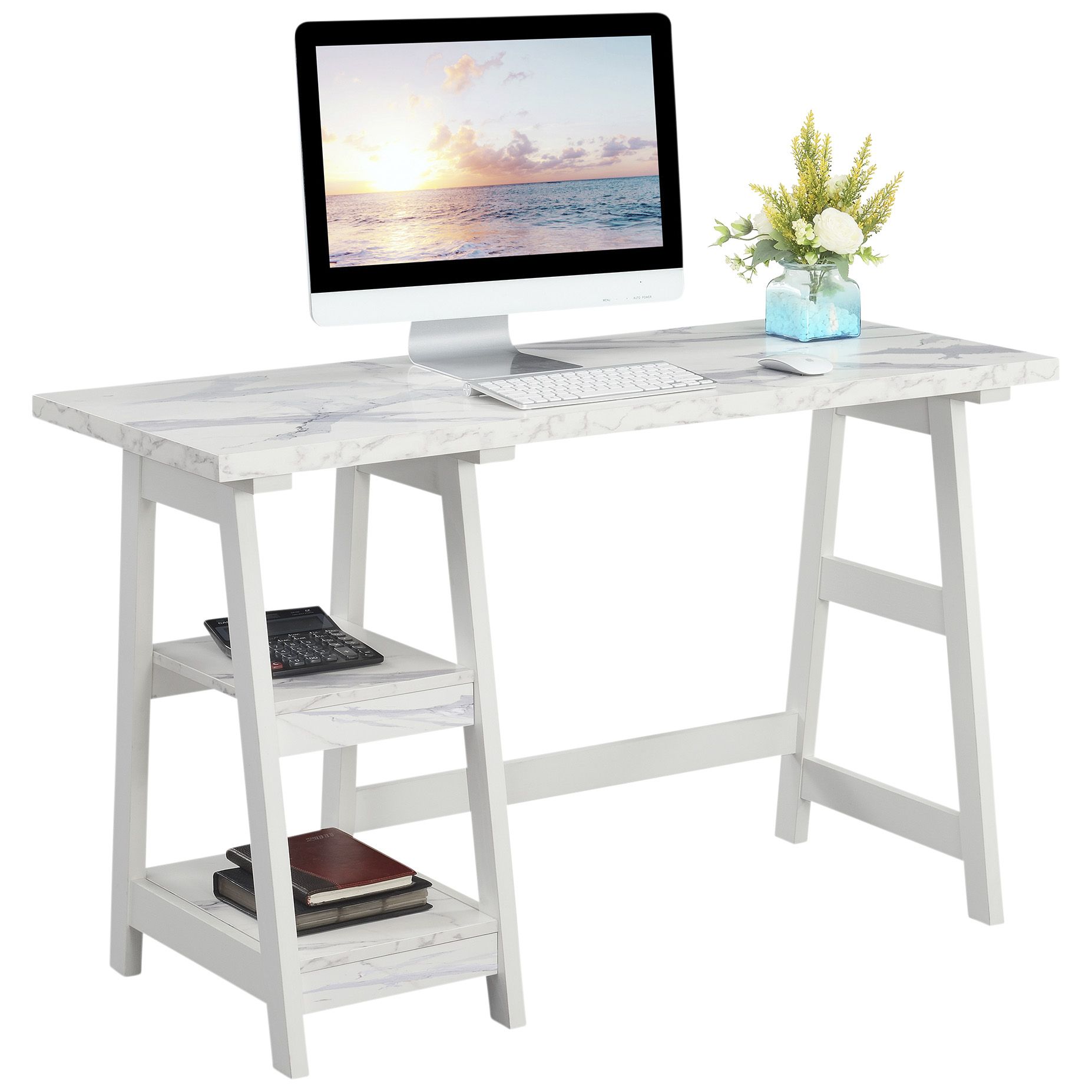 Convenience Concepts Designs2Go Pink Trestle Desk