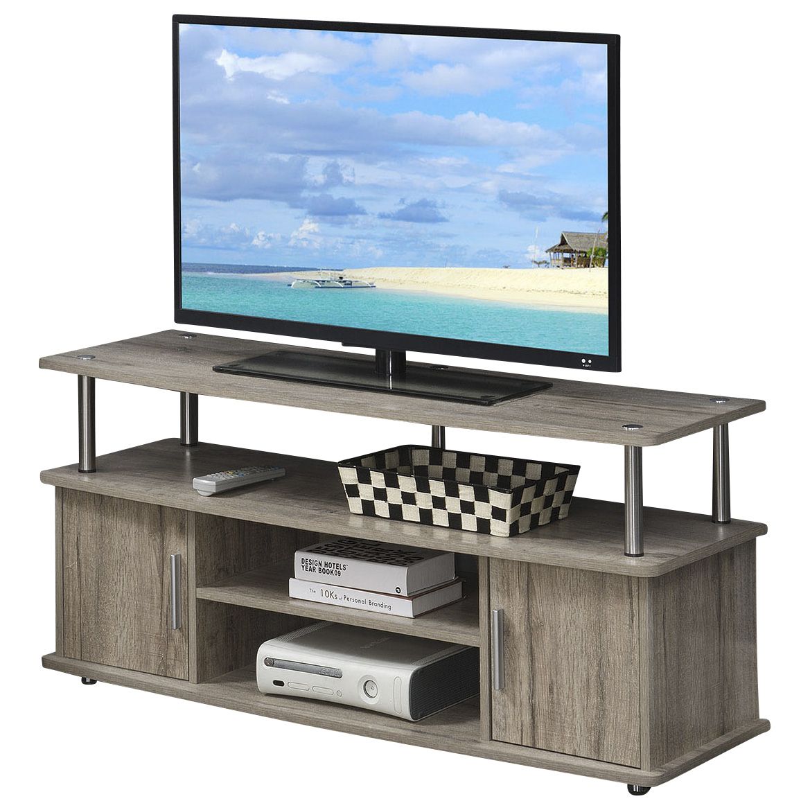 Weathered Gray/Black Convenience Concepts 151440WGY Designs2Go 60 Monterey TV Stand