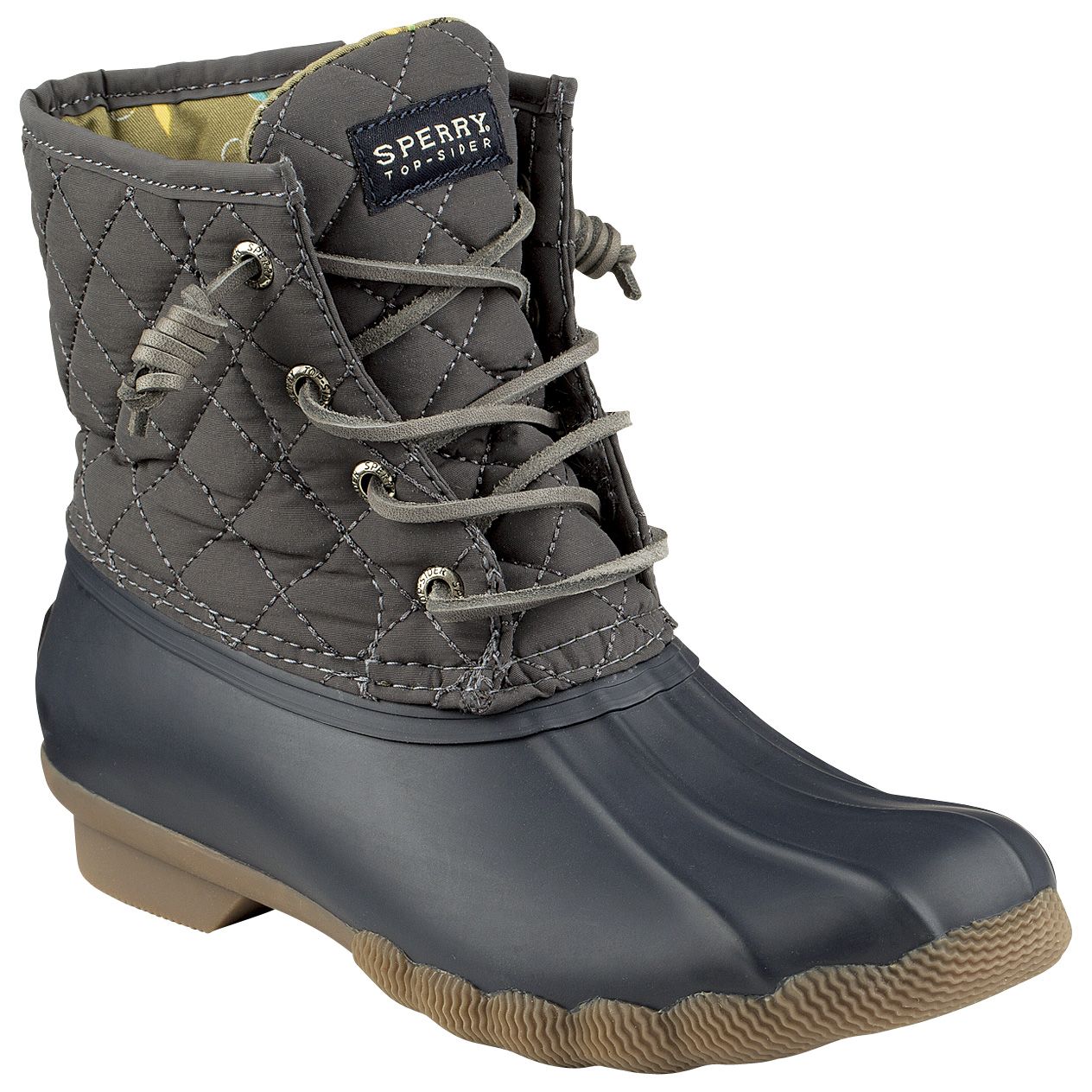 Grey quilted cheap duck boots