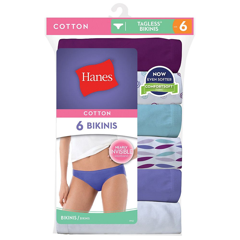 Fingerhut - Hanes Ladies' 6-Pack Cotton Bikini Panties