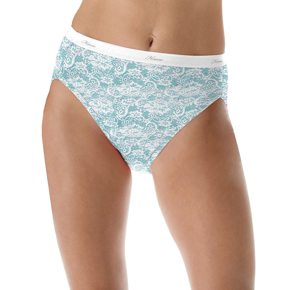 Hanes Classics Women's Panties 3 Pair High Cut Cotton White Underwear Size  8