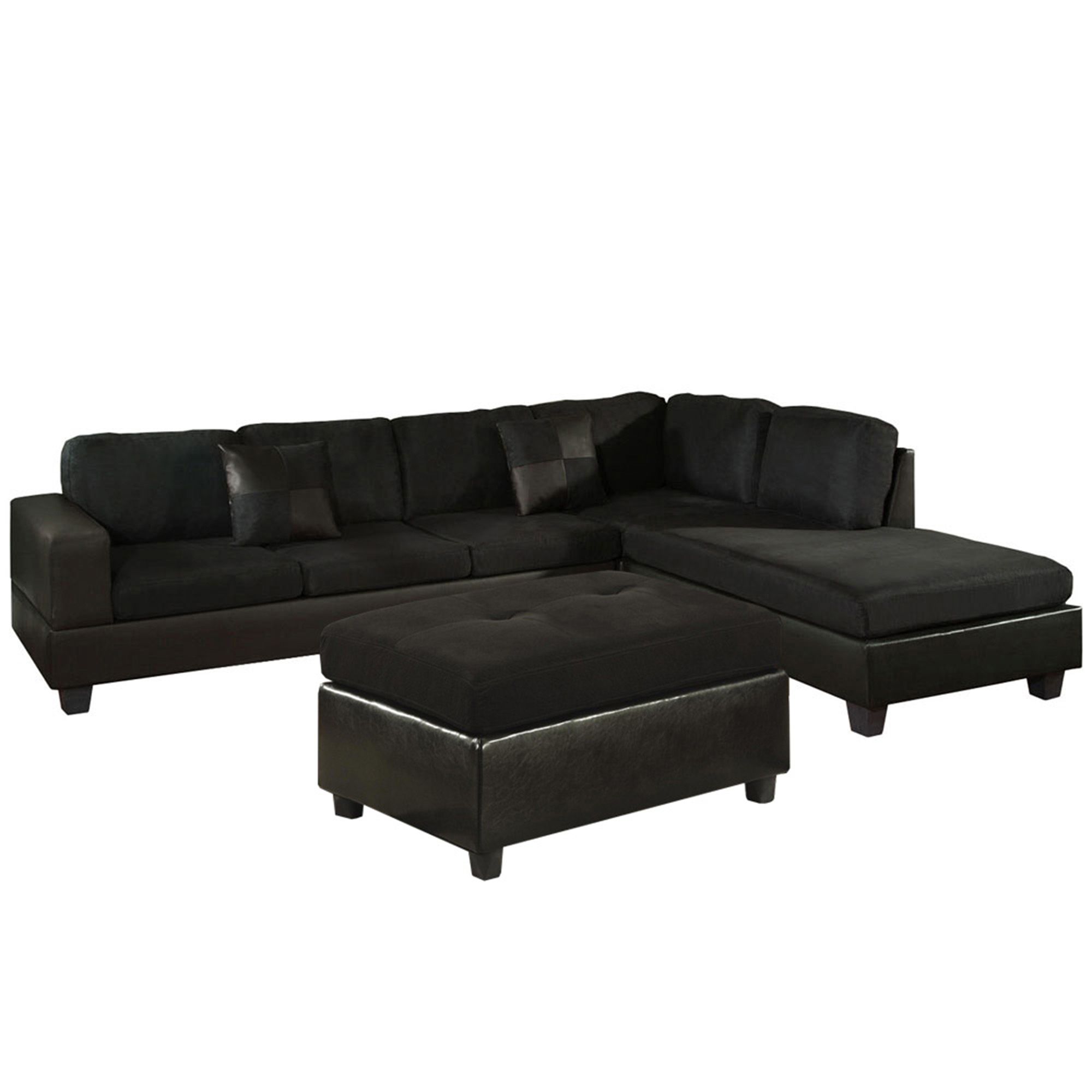 Black suede outlet sectional