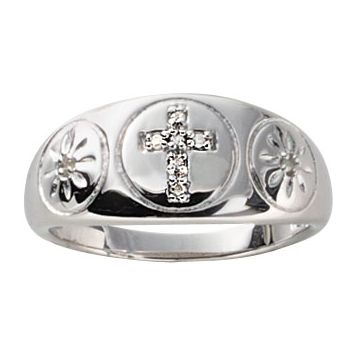 Fingerhut Saberlin Collections Unisex Rhodium Over Sterling Silver Diamond Accent Cross Wedding Band