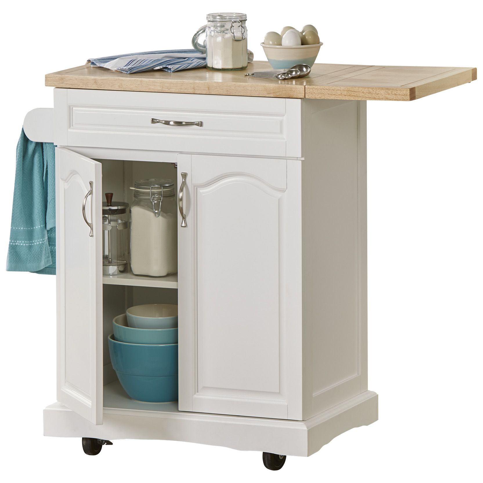 Fingerhut Alcove Drop Leaf Rolling Kitchen Cart