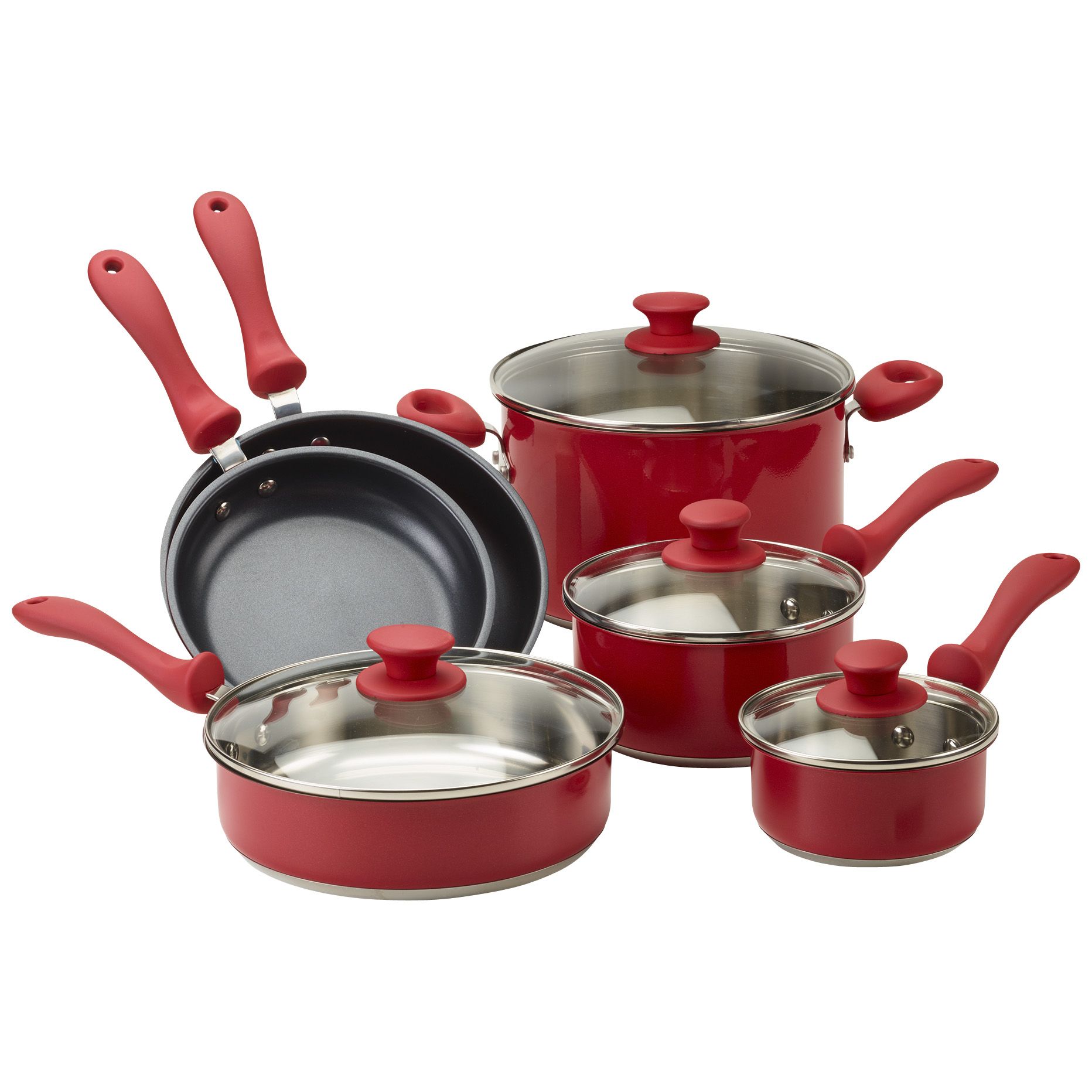 Steel Square 10-Piece Nonstick Copper Frying Pan & Cookware Set - RED! -  Bed Bath & Beyond - 31480938