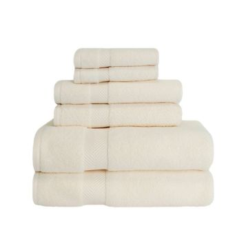 Superior Zero Twist Cotton 6 Piece Towel Set White