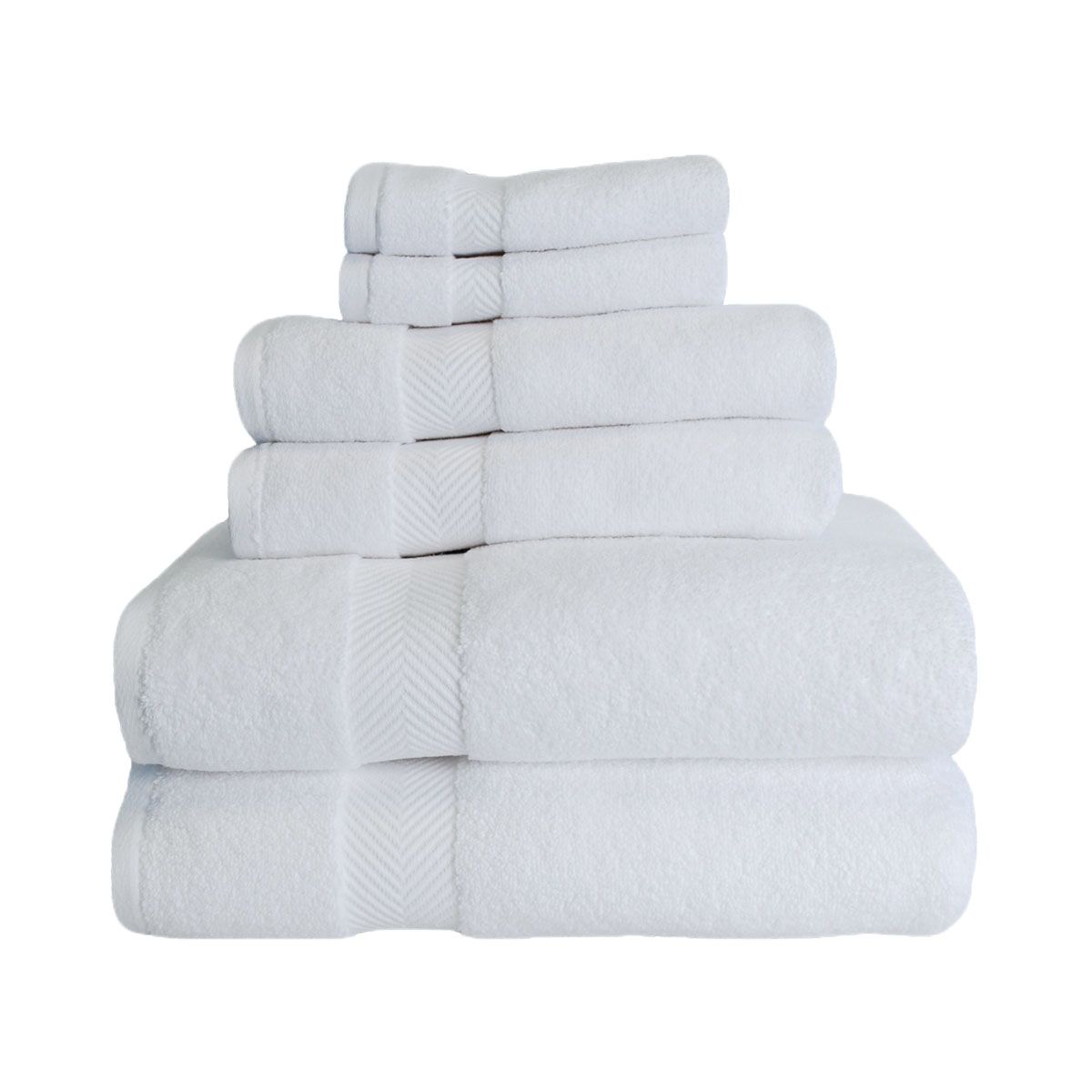 Superior Zero Twist Cotton 6 Piece Towel Set White