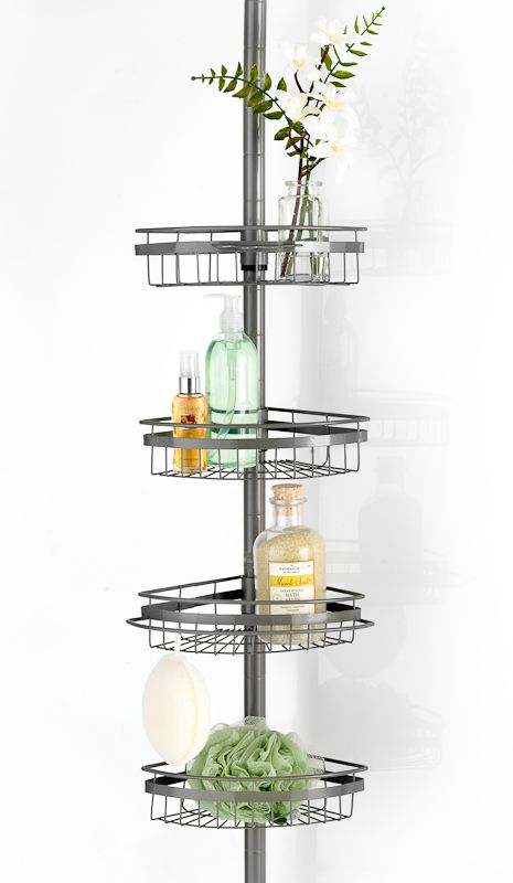 Fingerhut - Popular Home Vista Tension Pole 4-Tier Shower Caddy