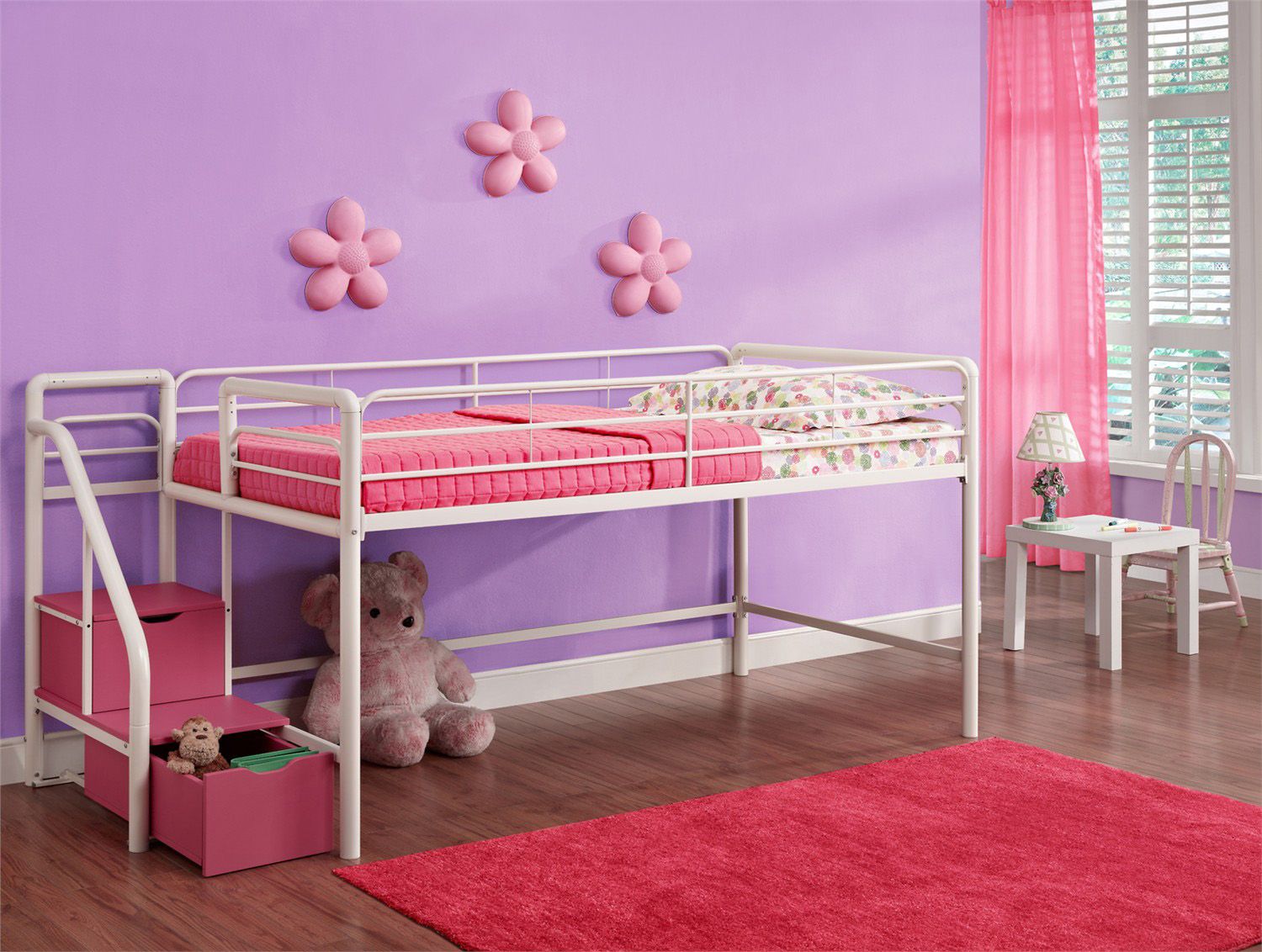 Dhp junior twin metal best sale loft bed with storage steps