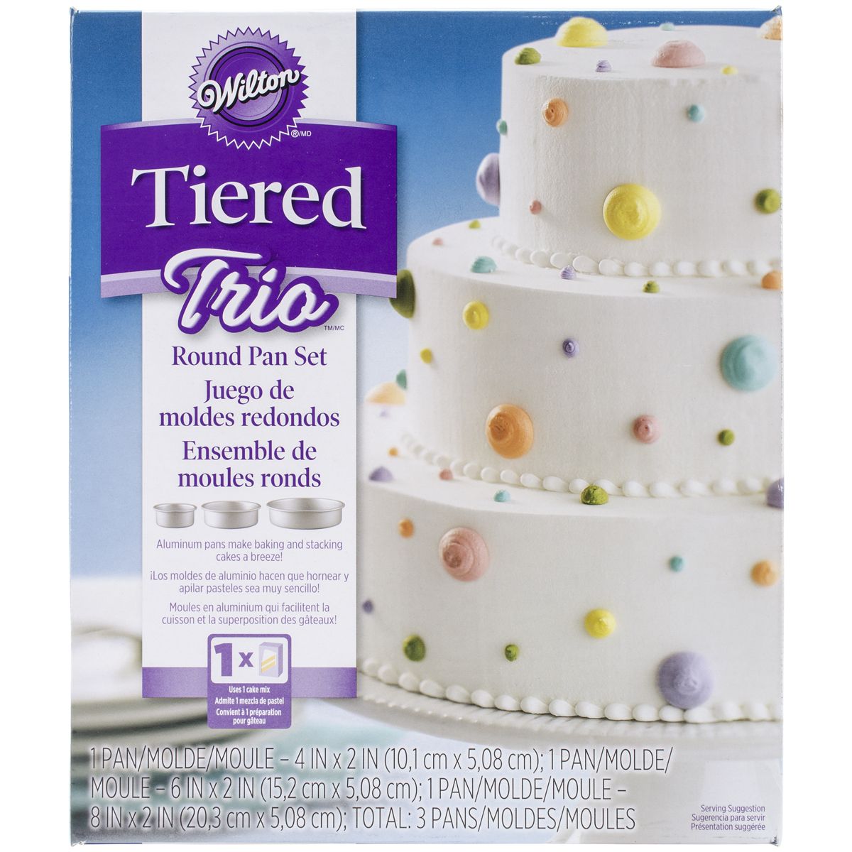 Fingerhut Wilton Tiered Trio Cake Pan Set Round 4 6 8