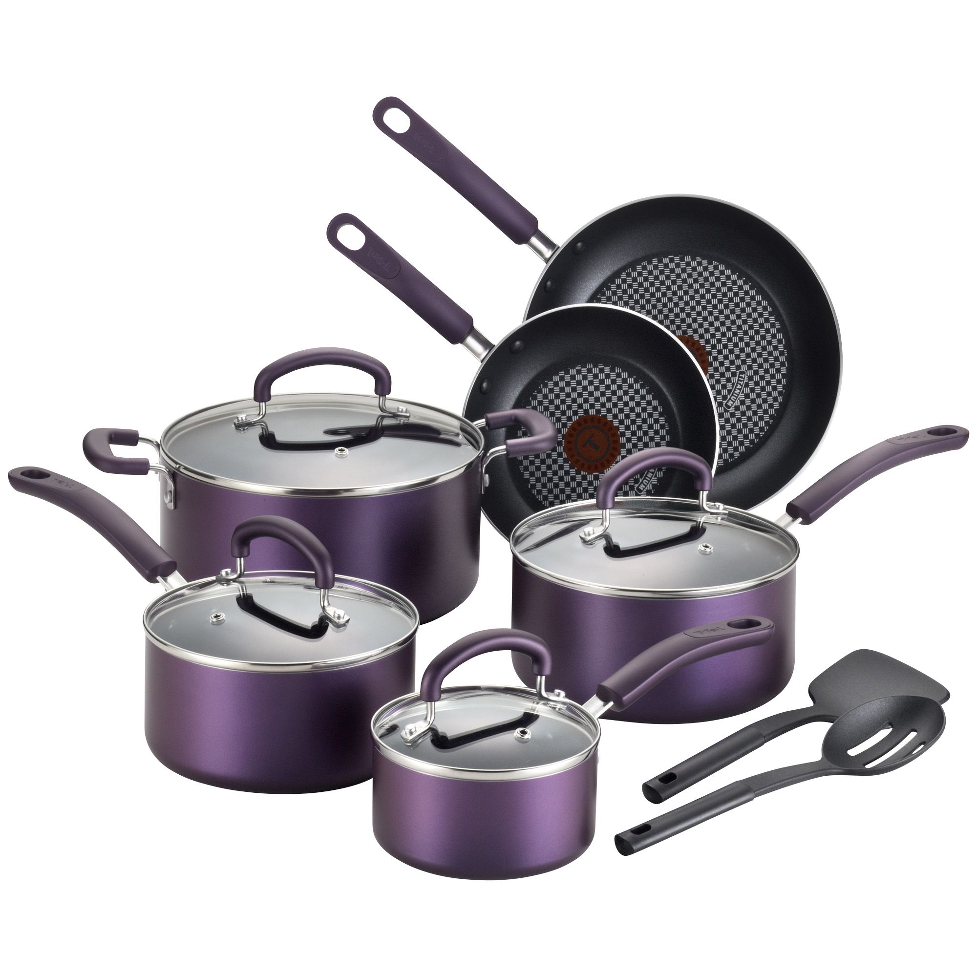 Oster 7 Piece Verdone Cookware Set with Metallic Purple Exterior