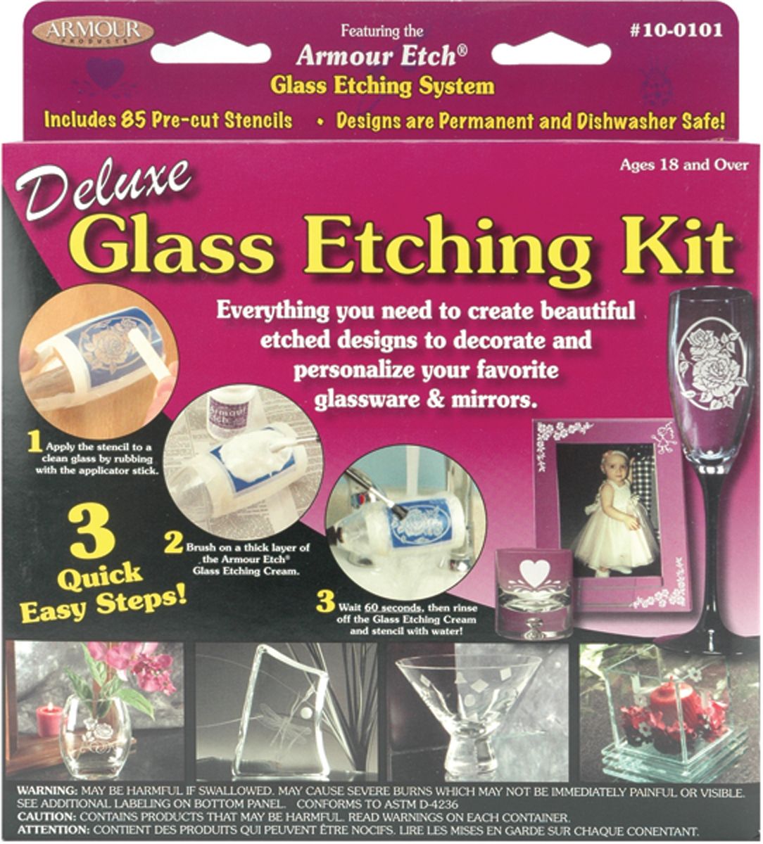 Armour Etch Glass Etching Cream Kit - Create Permanently Etched