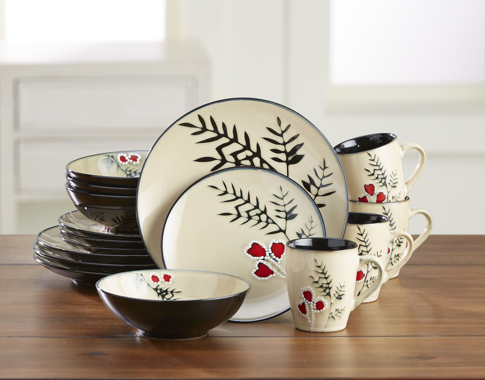 Reactive Glaze Stoneware Dinnerware (Set of 16)