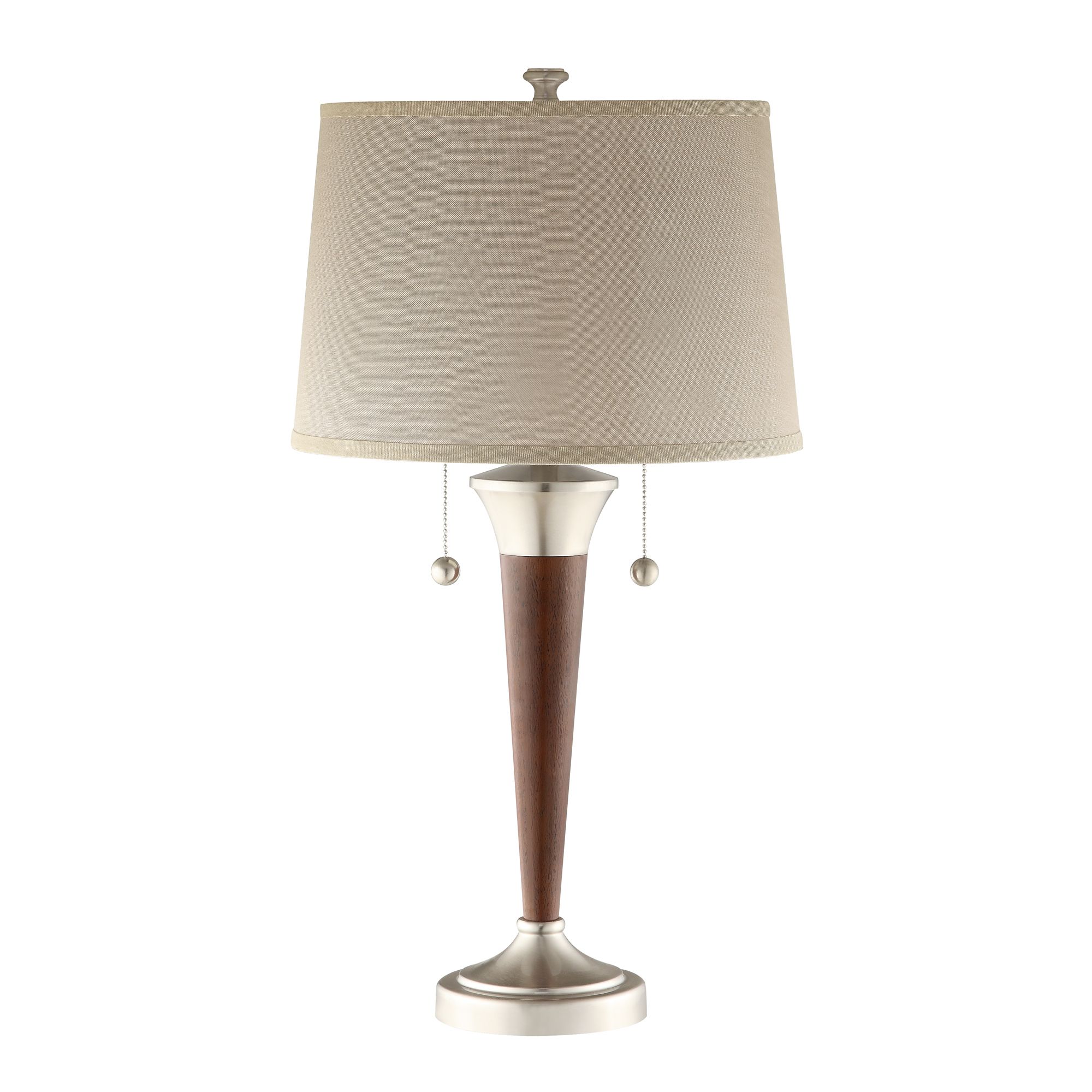 Fingerhut Mia Design Metal Wood Table Lamp With Pull Chain Silver