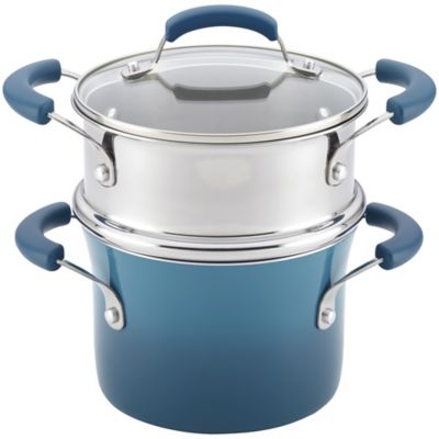 Rachael Ray Hard Enamel Aluminum Nonstick Skillet, 12-1/2, Marine Blue