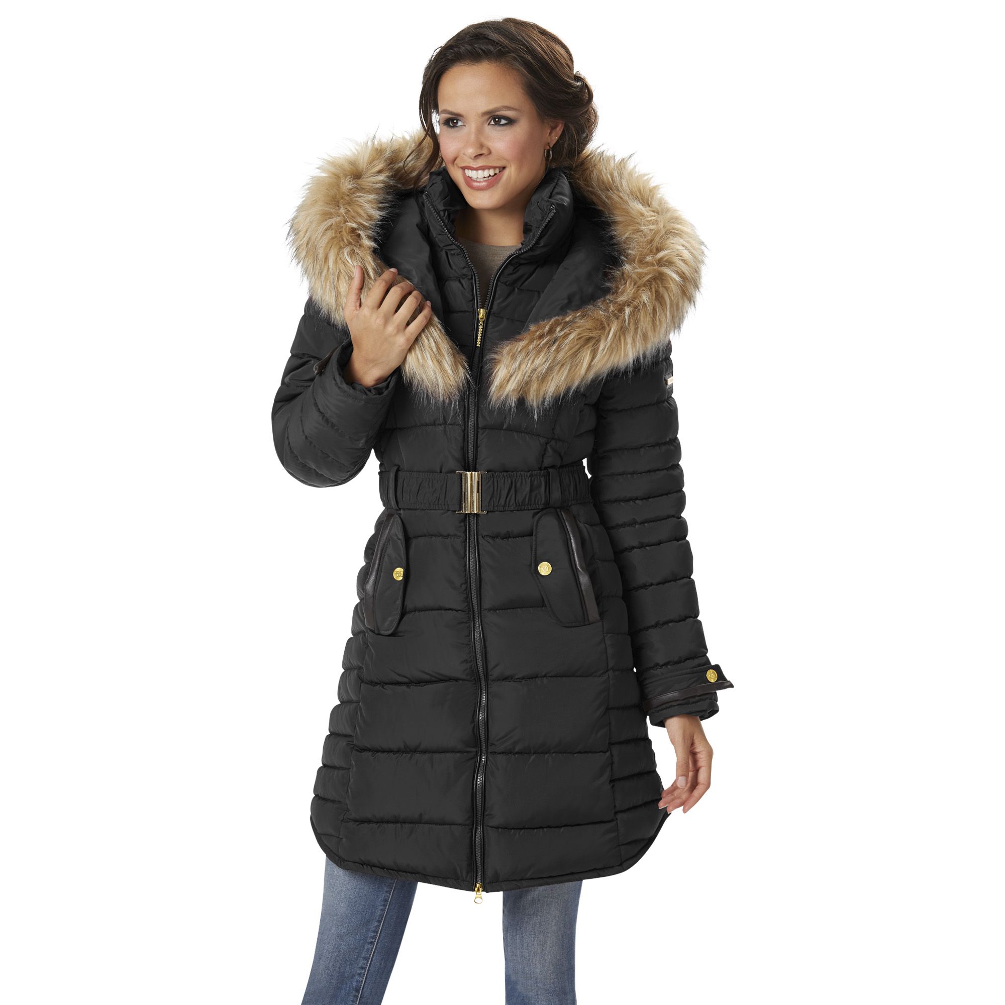 Cinch waist puffer on sale jacket