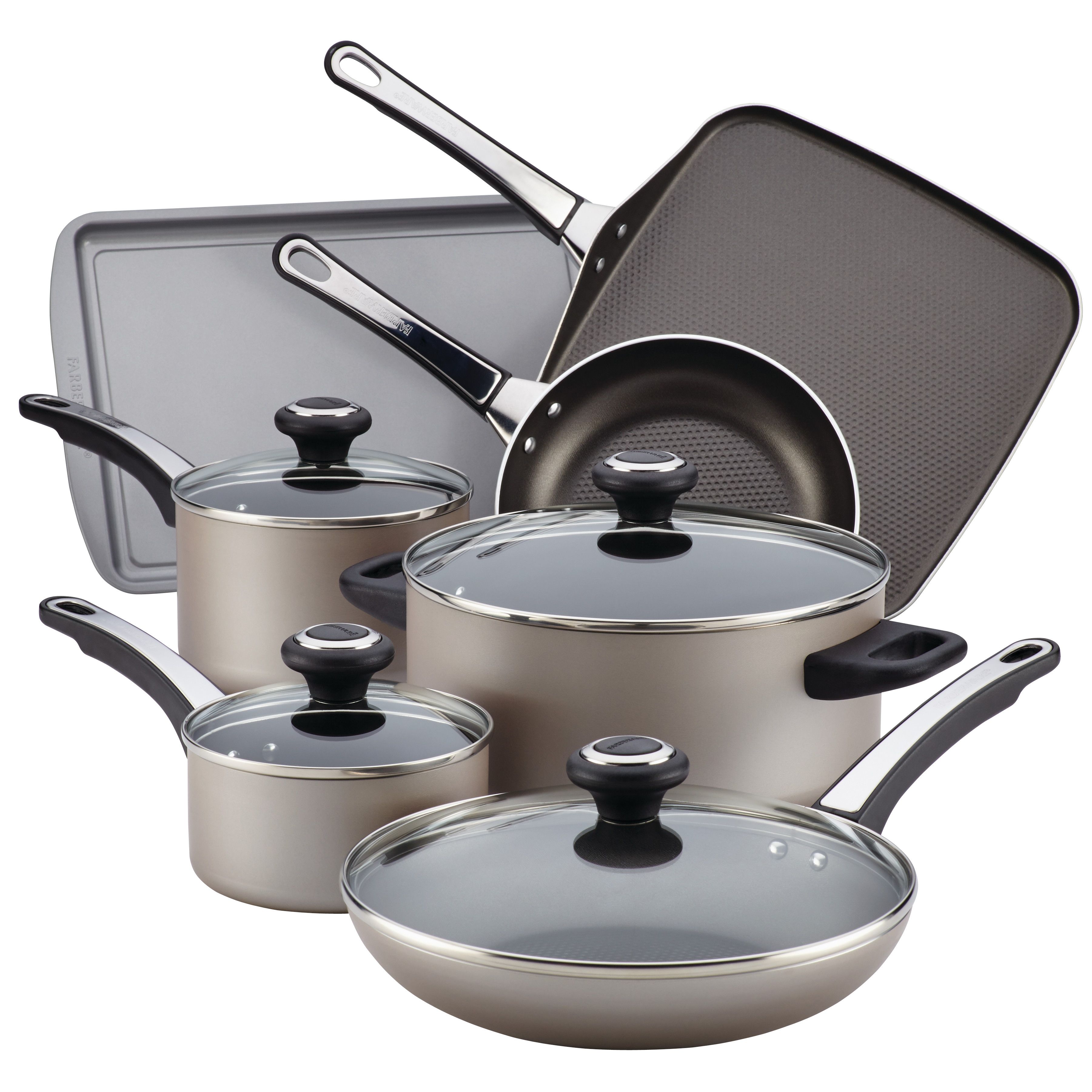 Fingerhut - Farberware 14-Pc. Smart Control Nonstick Aluminum Cookware Set