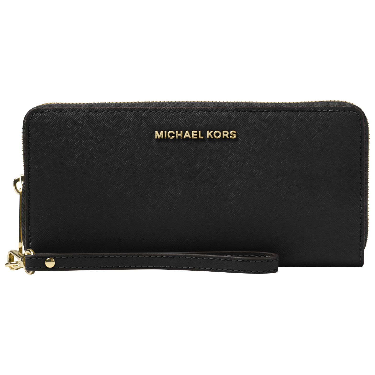 Fingerhut - Michael Kors Jet Set Travel Continental Wristlet/Clutch - Black/ Luggage