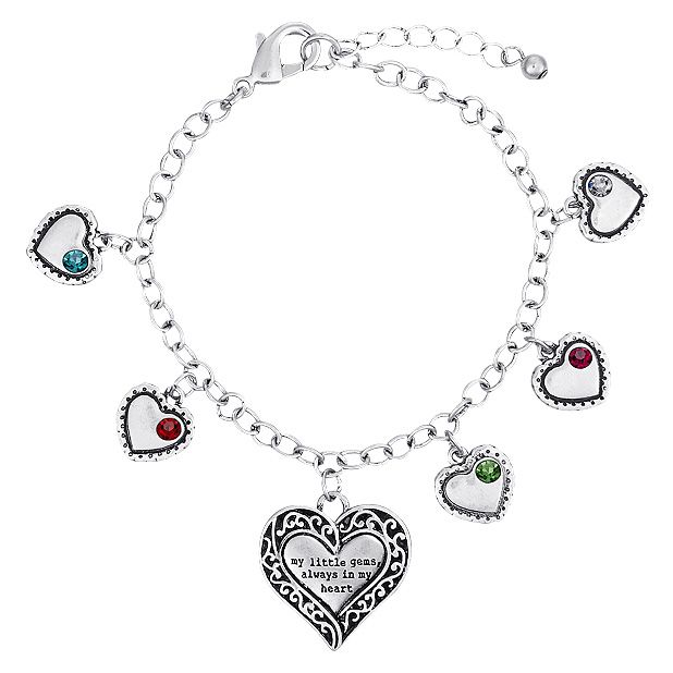 Hearts and Birthstones Charm Bracelet