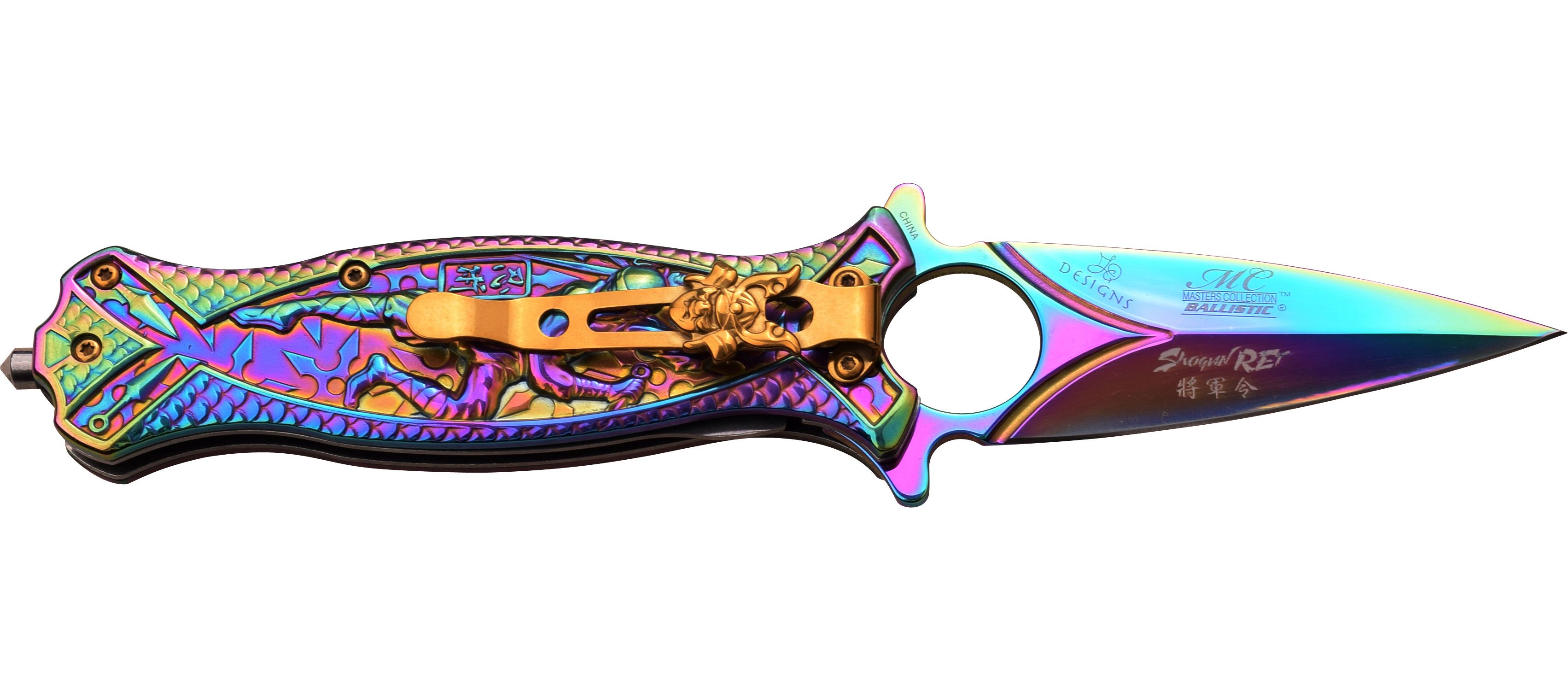 Small Colored MTech Style Pocket Knife Spring Asissted (Ti-Rainbow) 