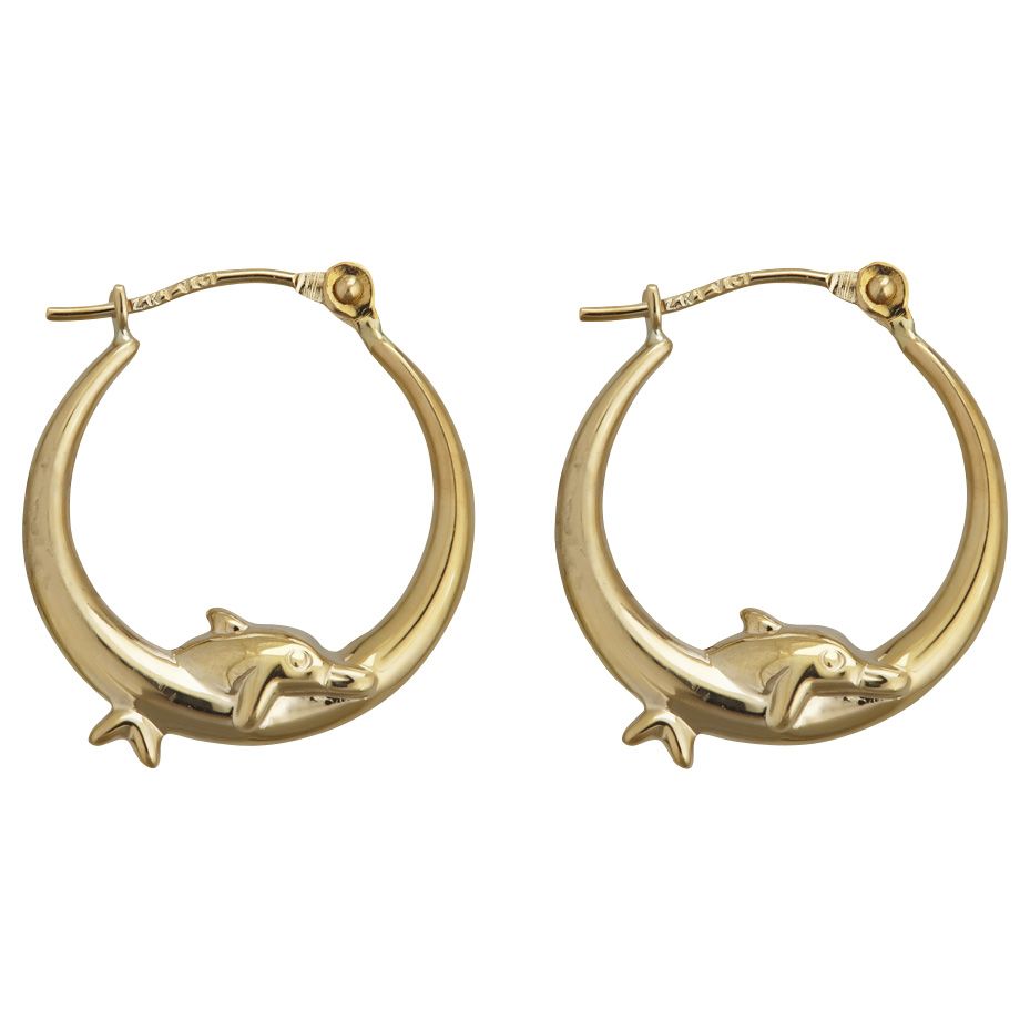 14k gold deals dolphin hoop earrings