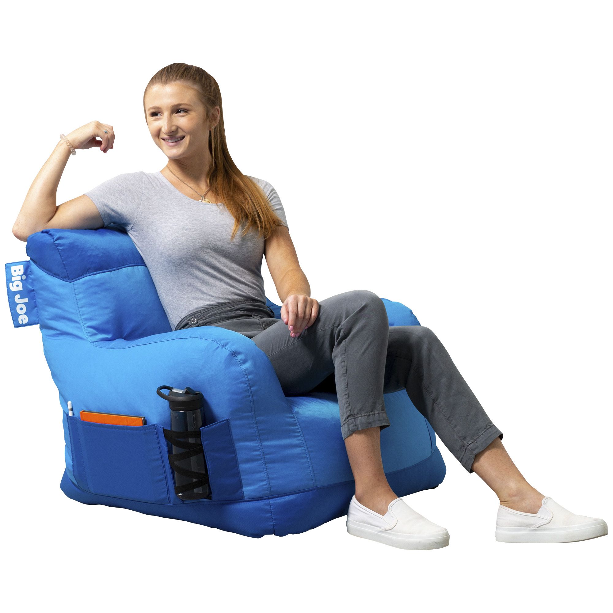Big Joe Bean Bag Gaming Lounge Chair Dorm Blue Sapphire Smartmax w/ Bean  Refill