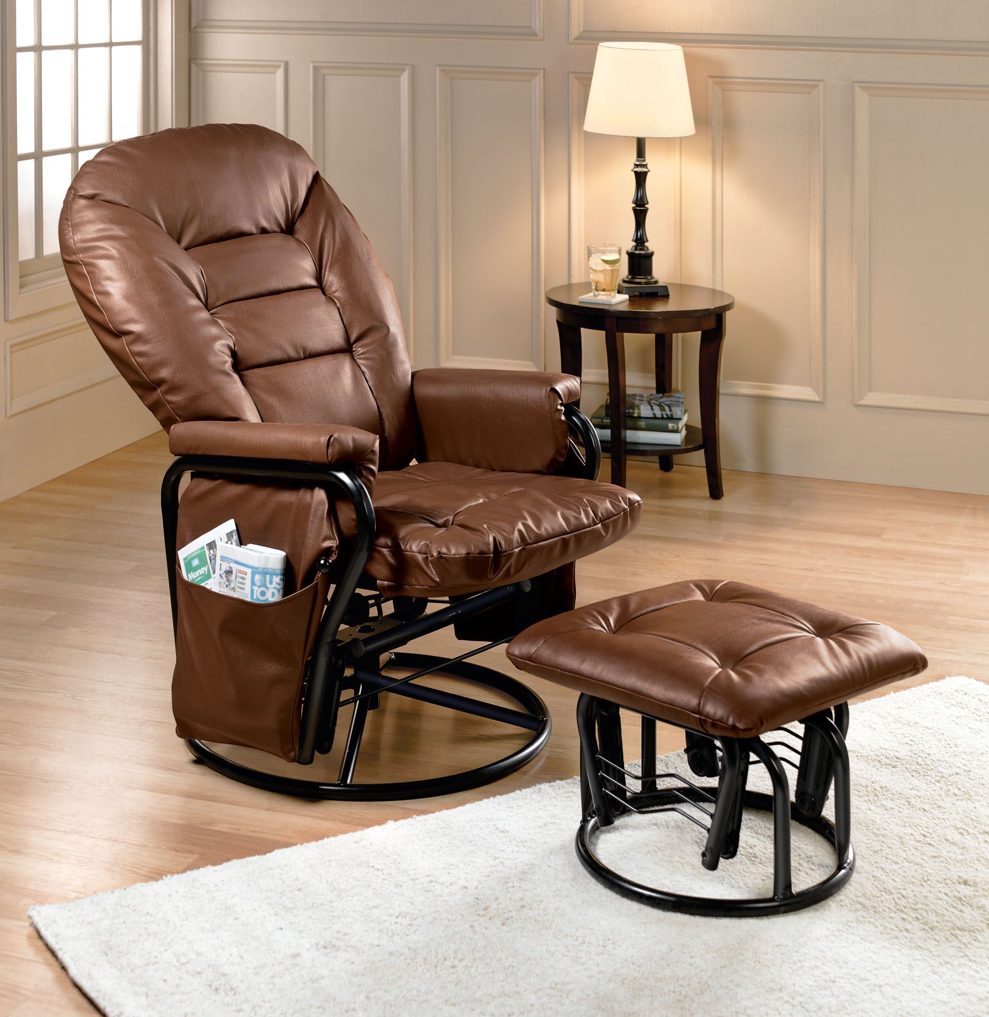 Brown glider deals rocker and ottoman