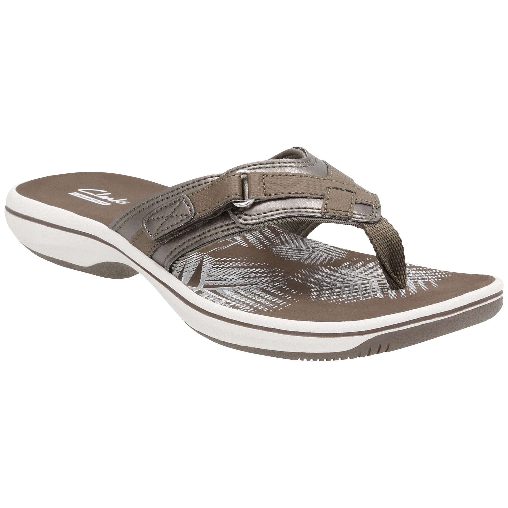 Clarks pewter cheap flip flops