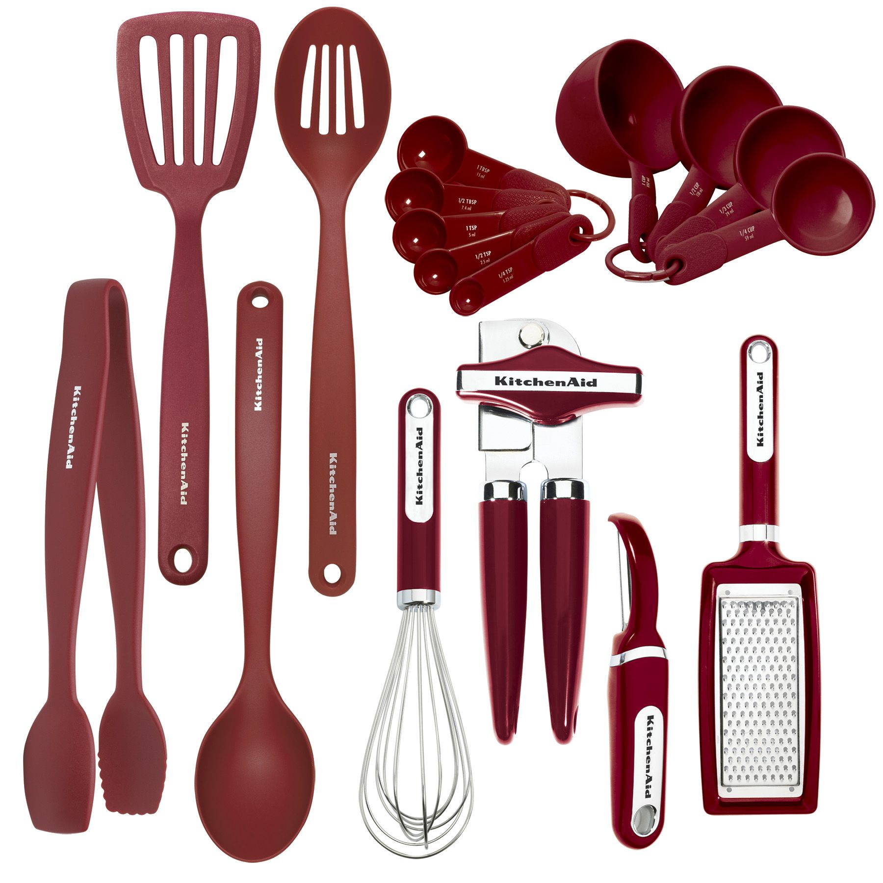 Fingerhut - KitchenAid 17-Pc. Starter Tool/Gadget Set - Red