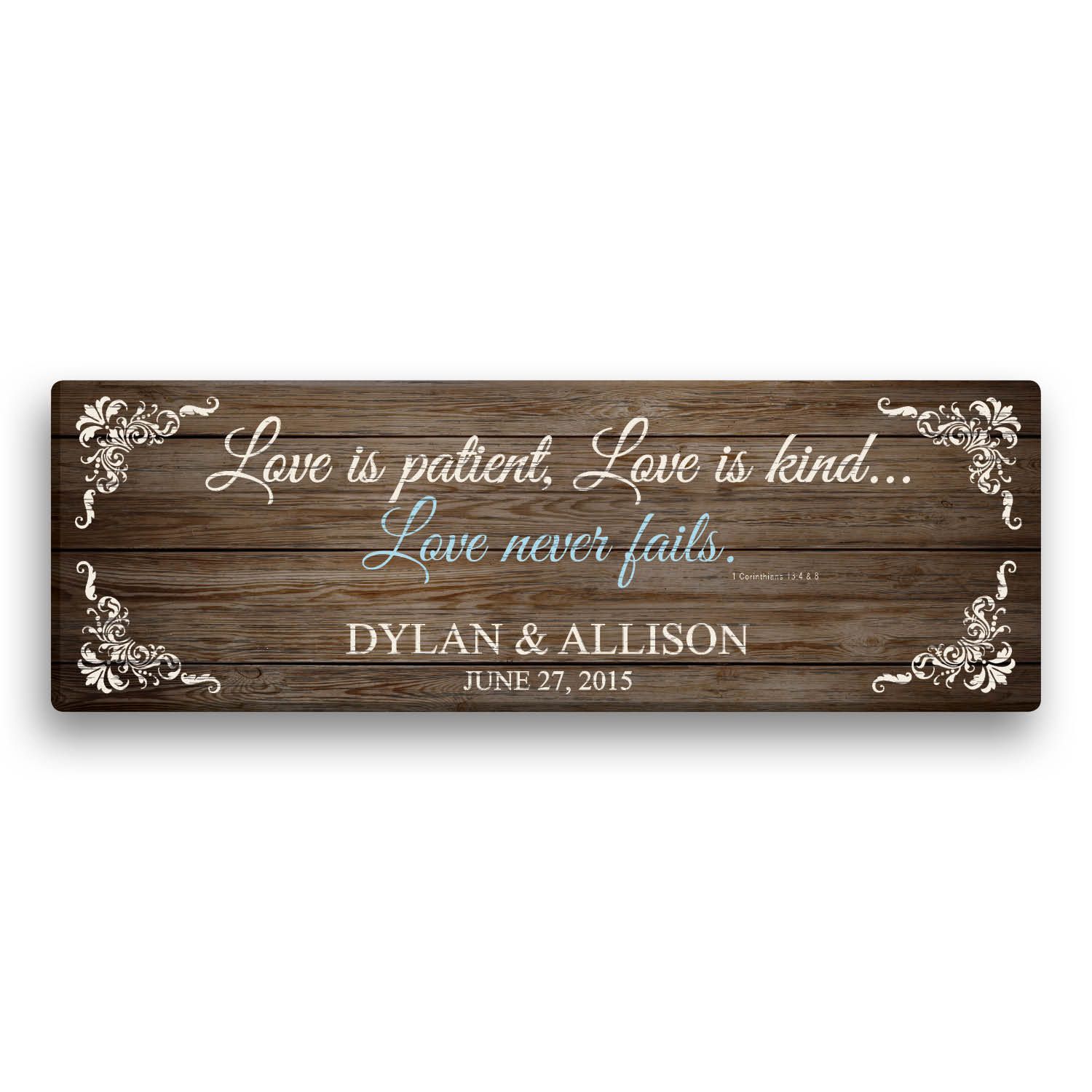 Personalized Love Is Patient 9 x 27 Canvas