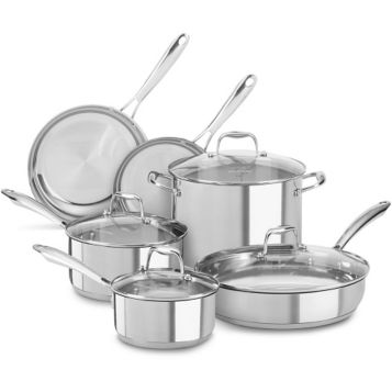 Fingerhut - KitchenAid 10-Pc. Stainless Steel Cookware Set