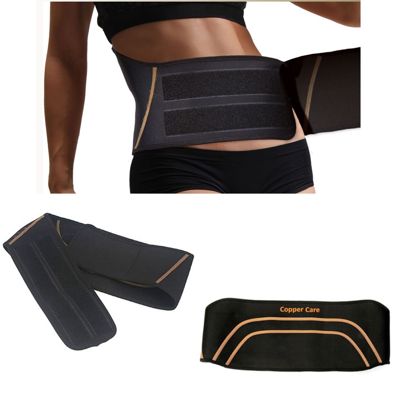 COPPER Fit BACK PRO Compression & Support Brace, BLACK - S/M (28”-39”  Waist)