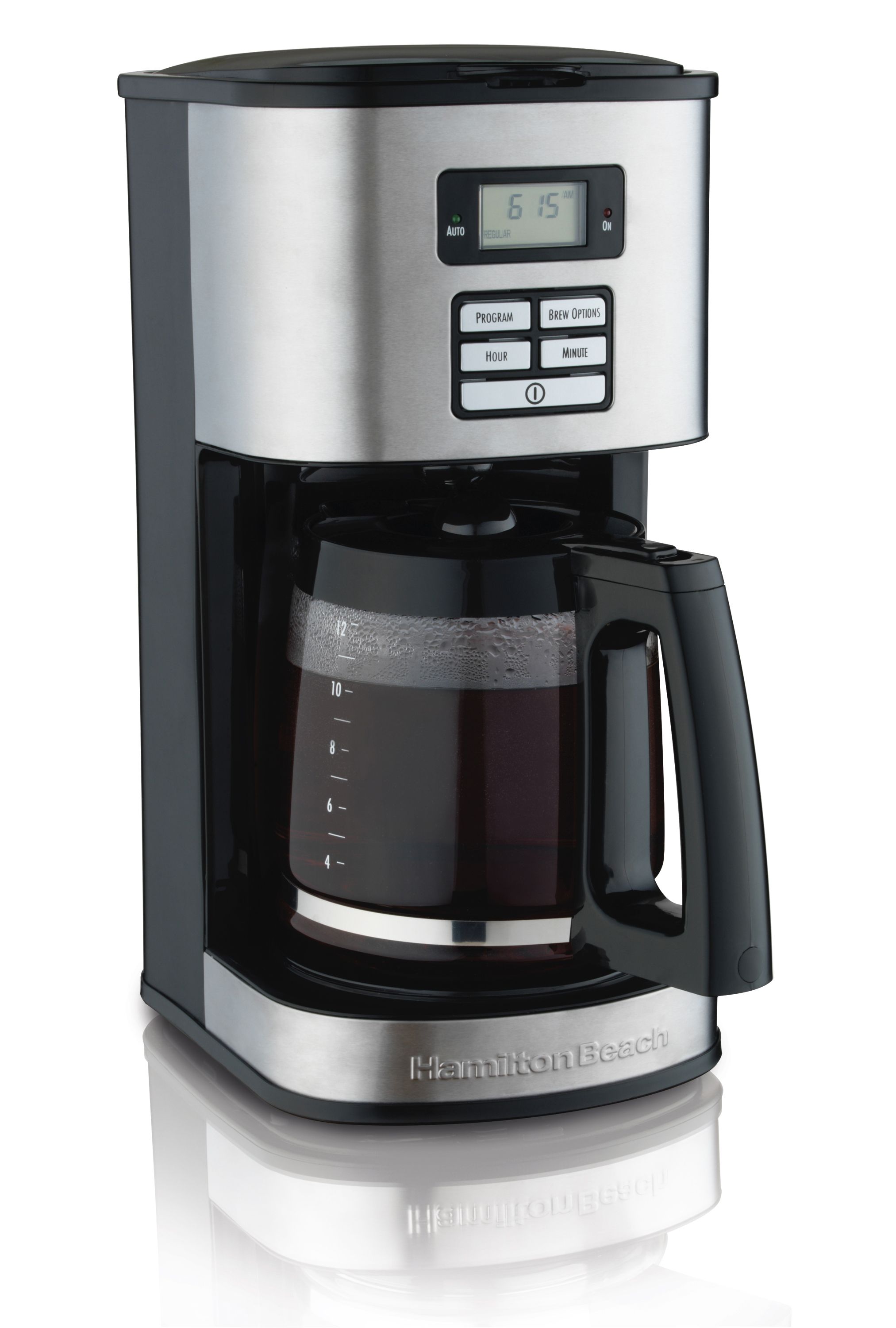 Hamilton Beach Programmable 12 Cup Coffee Maker, White, Stainless
