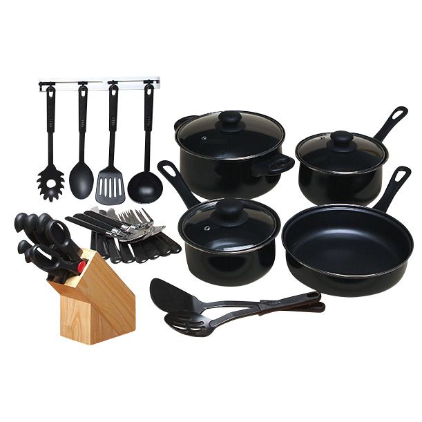 Gibson 7 Piece Chef Du Jour Carbon Steel Nonstick Cooking Pots And