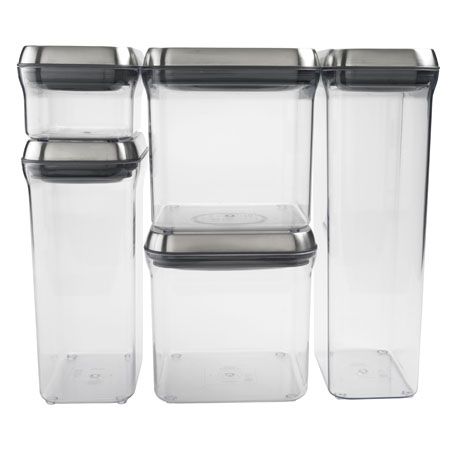 OXO Steel 3-Piece Graduated Glass POP Canister Kitchen Storage Air