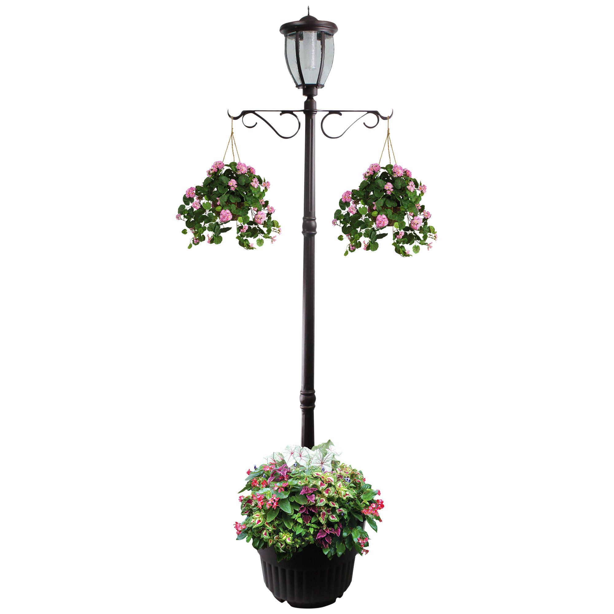 Sun Ray Kenwick Solar Lamp Post And Planter, Solar Lamp Post With Planter Base