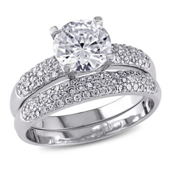 Fingerhut Sofia B Sterling Silver Round Cz Bridal Set