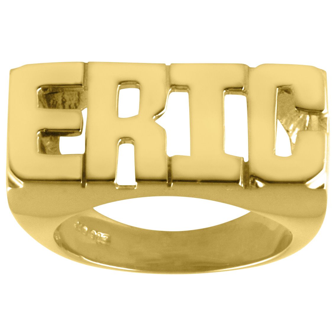 Block letter outlet name ring