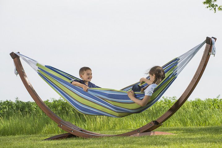 Fingerhut Vivere 8 Ft. Double Cotton Hammock with Solid Pine Arc