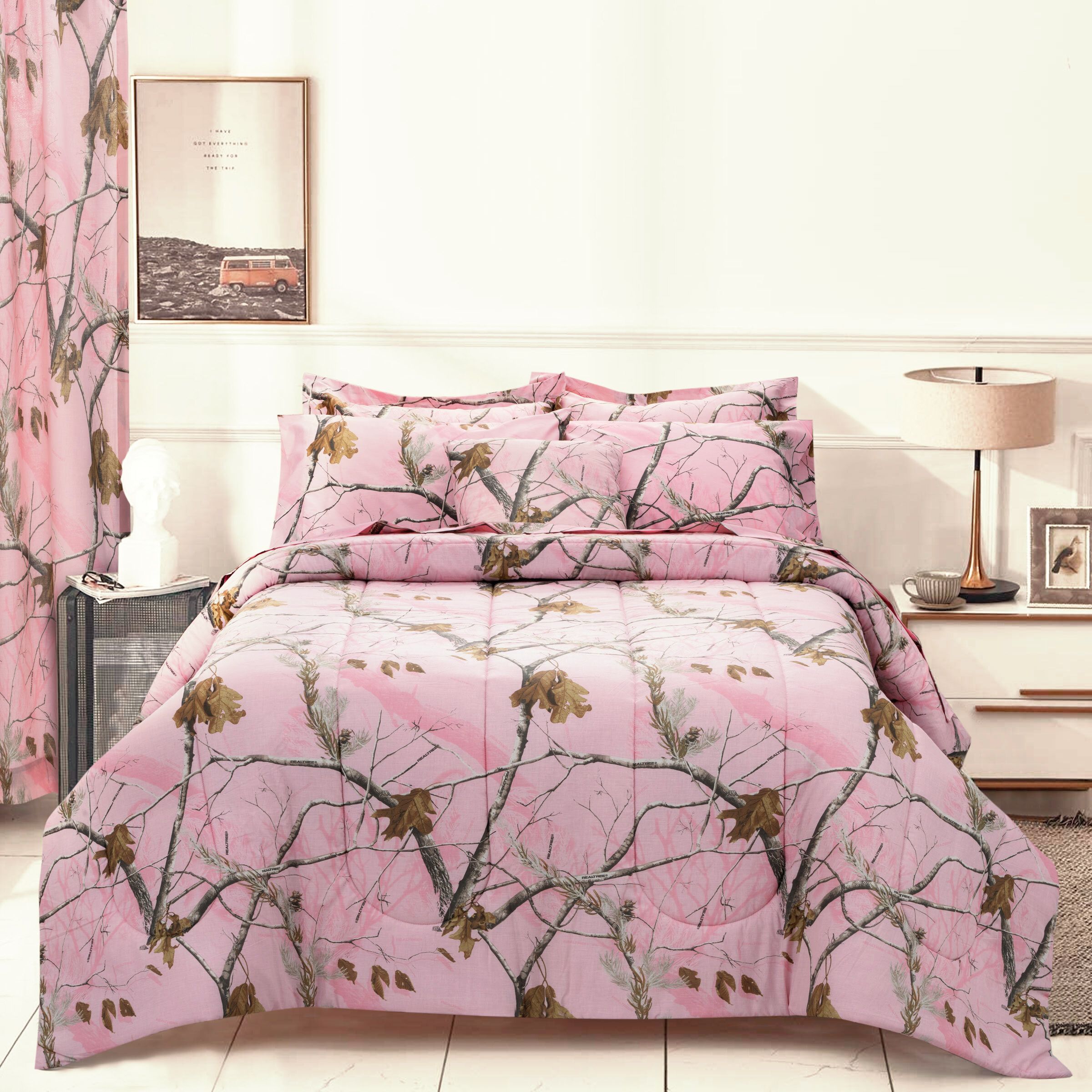 Pink Camo 3 Pc Comforter Set, Realtree Camo Twin Bedding Set