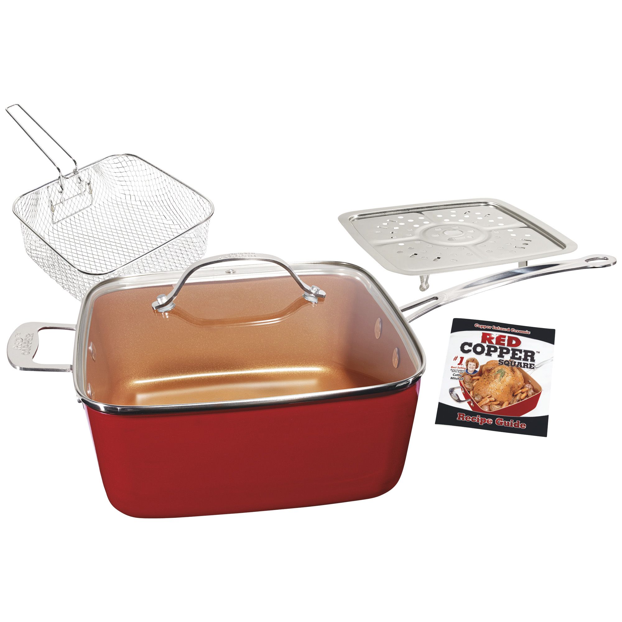 Fingerhut - Red Copper 10-Pc. Nonstick Ceramic Cookware Set