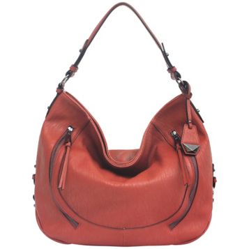 Jessica Simpson Hobo Purse Red Orange Gold Southwest Drawstring Twist Strap