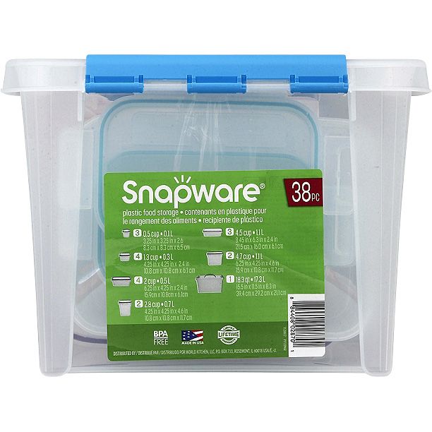Snapware Plastic Food Storage Set, 38 pcs