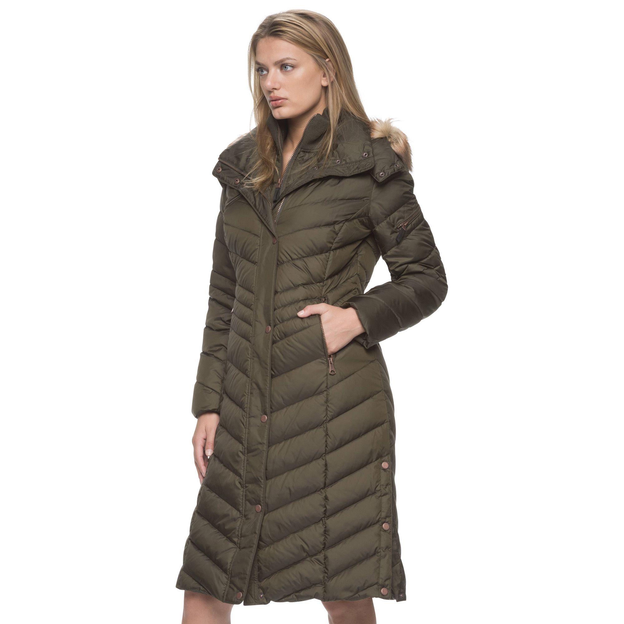 Marc NY by Andrew Marc Women s Chevron Quilted Long Puffer Coat