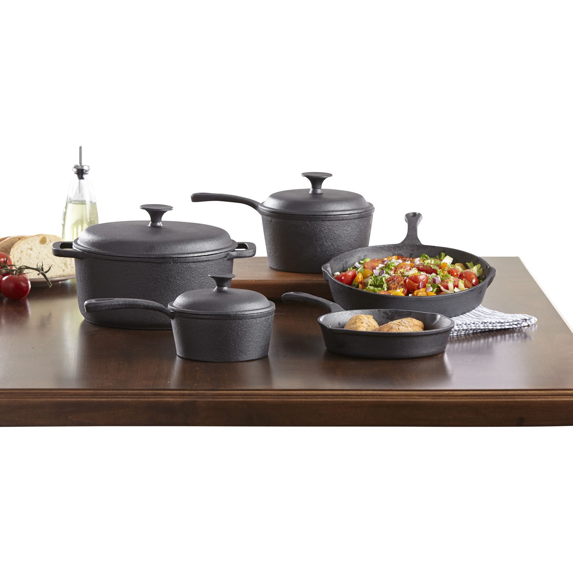 Fingerhut - 8-Pc. Pre-Seasoned Cast Iron Cookware Set