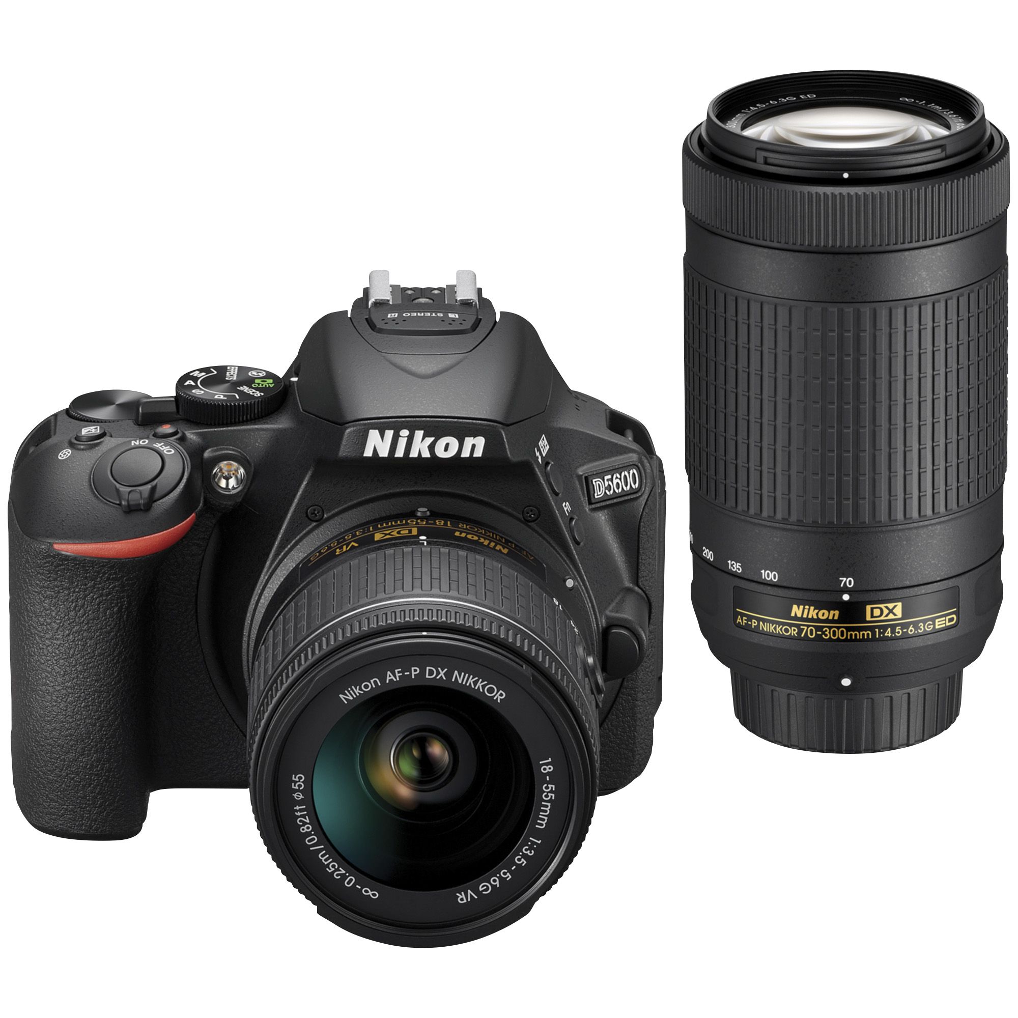 Fingerhut Nikon D5600 24 2mp Full Hd Dslr Camera With 18 55mm F 3 5 5 6g Vr And 70 300mm F 4 5 6 3g Ed Lenses